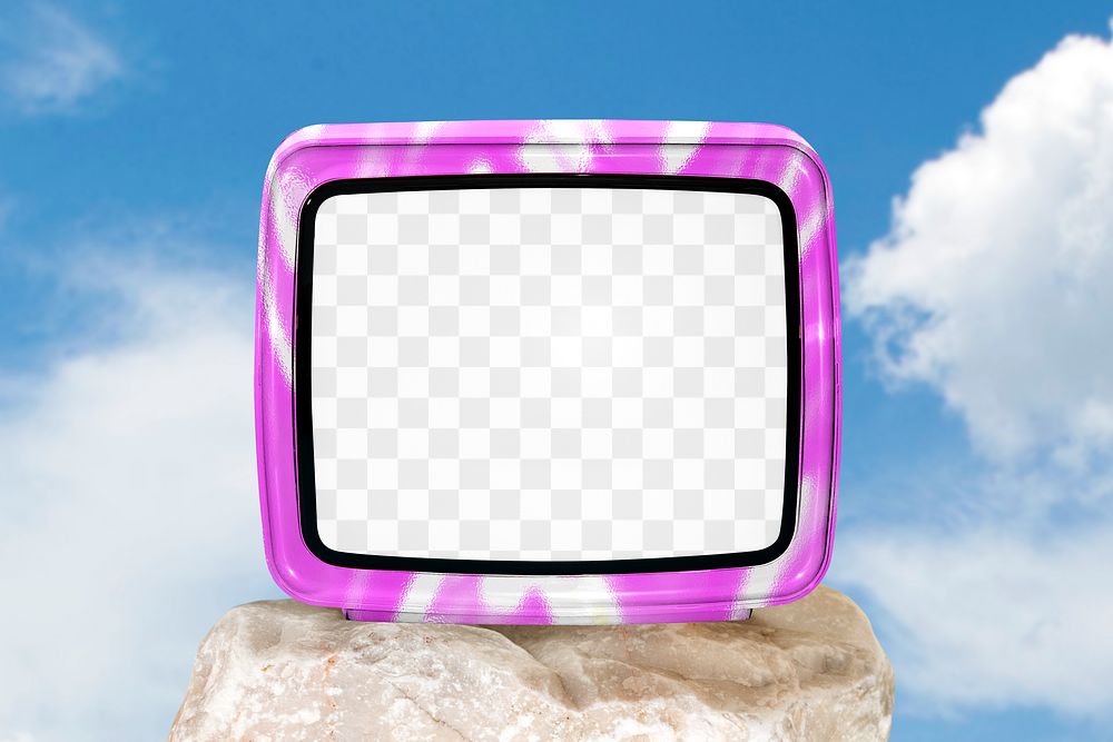 Retro TV png screen mockup, transparent design