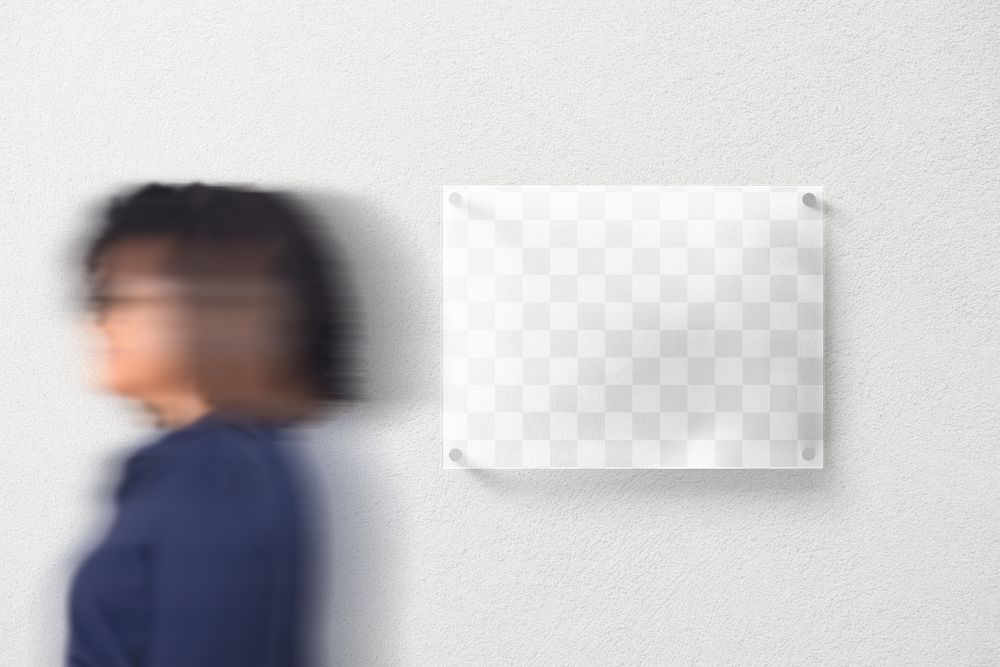 Wall sign png mockup, transparent design