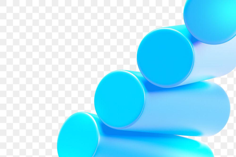 Blue cylinders png geometric shape, transparent background