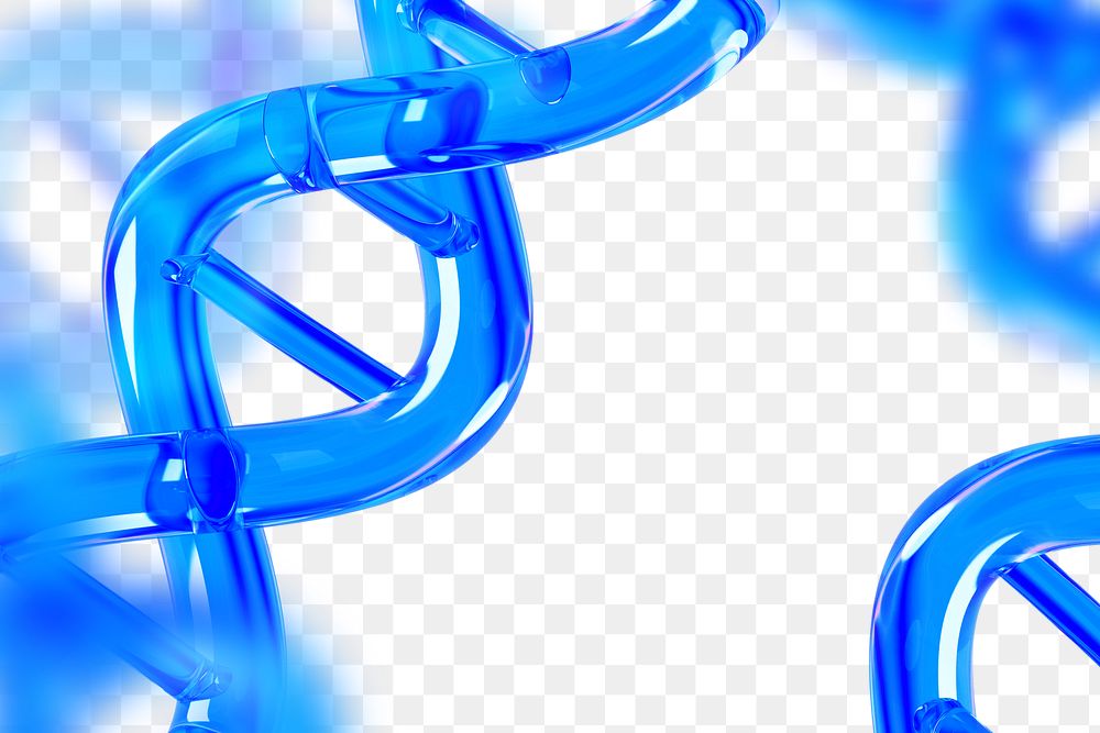 DNA helix png 3D border, transparent background