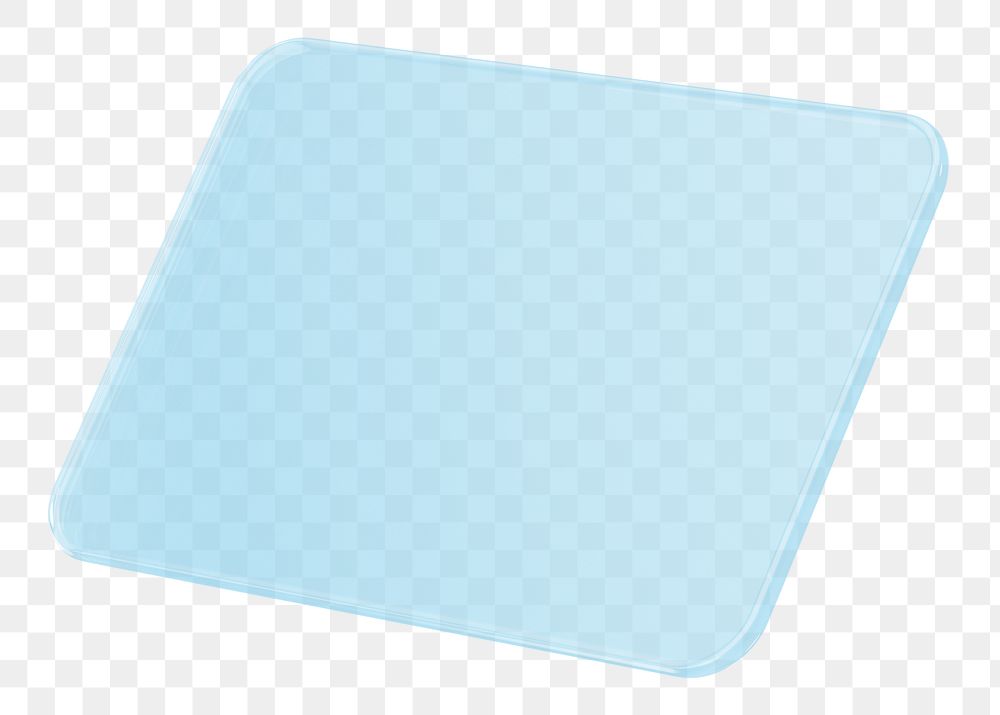 3D rectangular shape png tinted blue glass ,transparent background