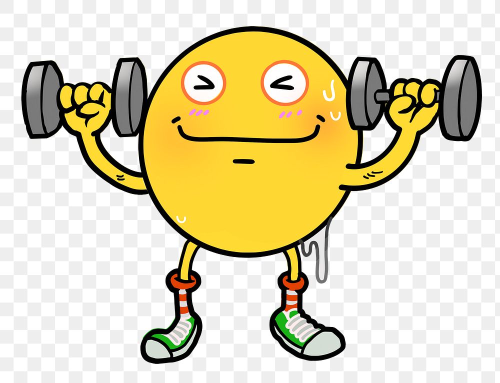 Weight trainer cartoon png sticker, transparent background