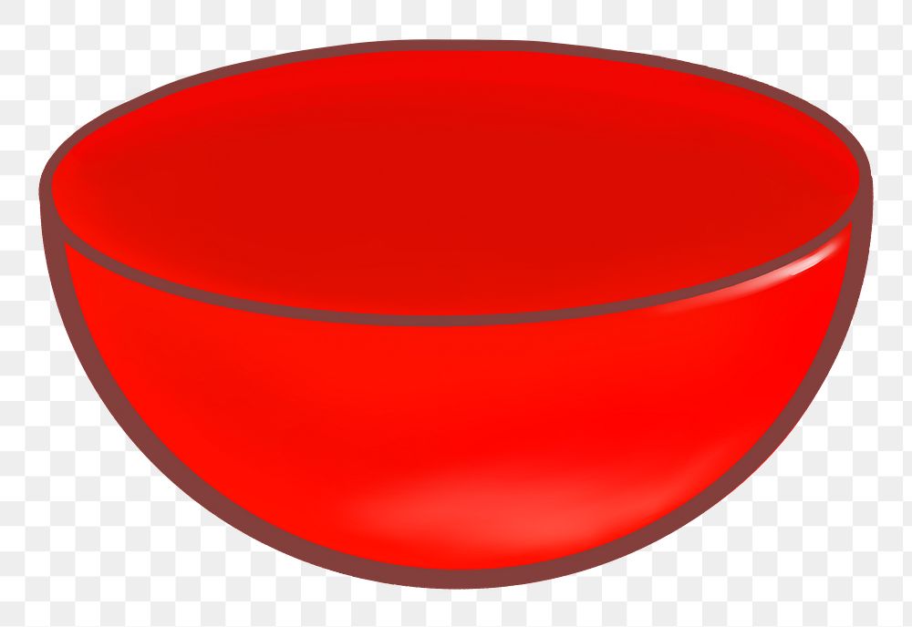 Red bowl shape png sticker, transparent background