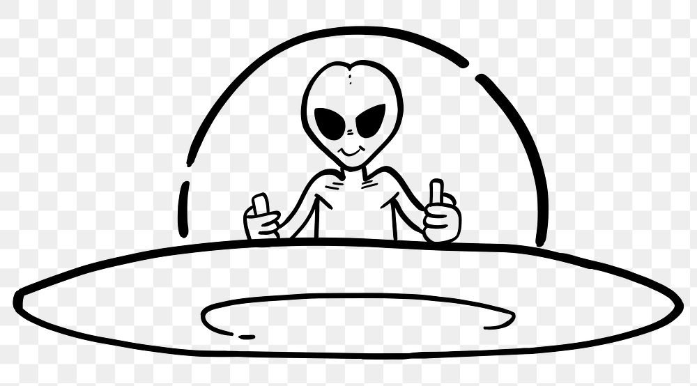 Alien flying UFO png sticker, transparent background