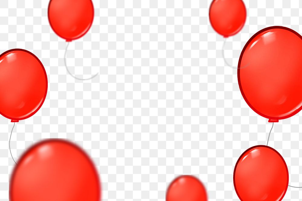 Red balloons png frame, transparent background