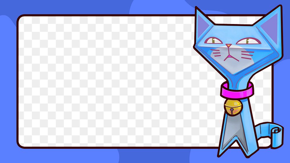 Blue cat png frame, transparent background