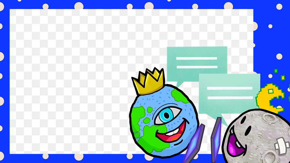 Blue globe png frame, transparent background