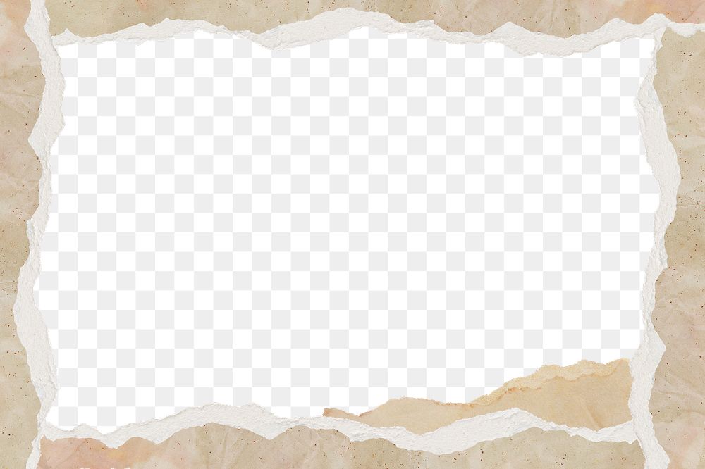 Ripped frame png brown paper sticker, transparent background, remixed by rawpixel