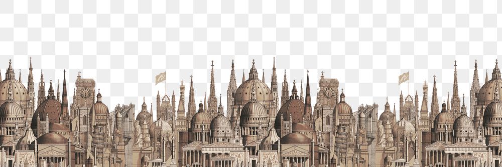 European architecture png, transparent background. Vintage art remixed by rawpixel.