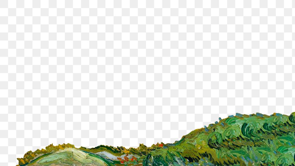 Hill border png Van Gogh's oil painting sticker, transparent background. Remastered by rawpixel.