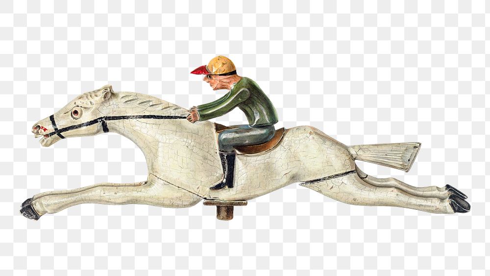 Horse and Jockey png sticker, vintage illustration by Palmyra Pimentel on transparent background, remixed by rawpixel