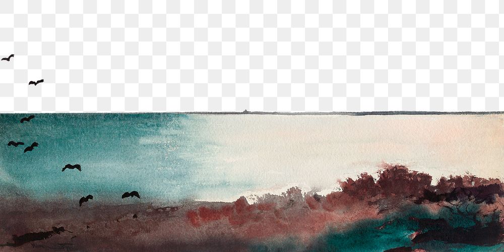 Breaking Storm png border, Winslow Homer's Coast of Maine illustration, transparent background, remixed by rawpixel