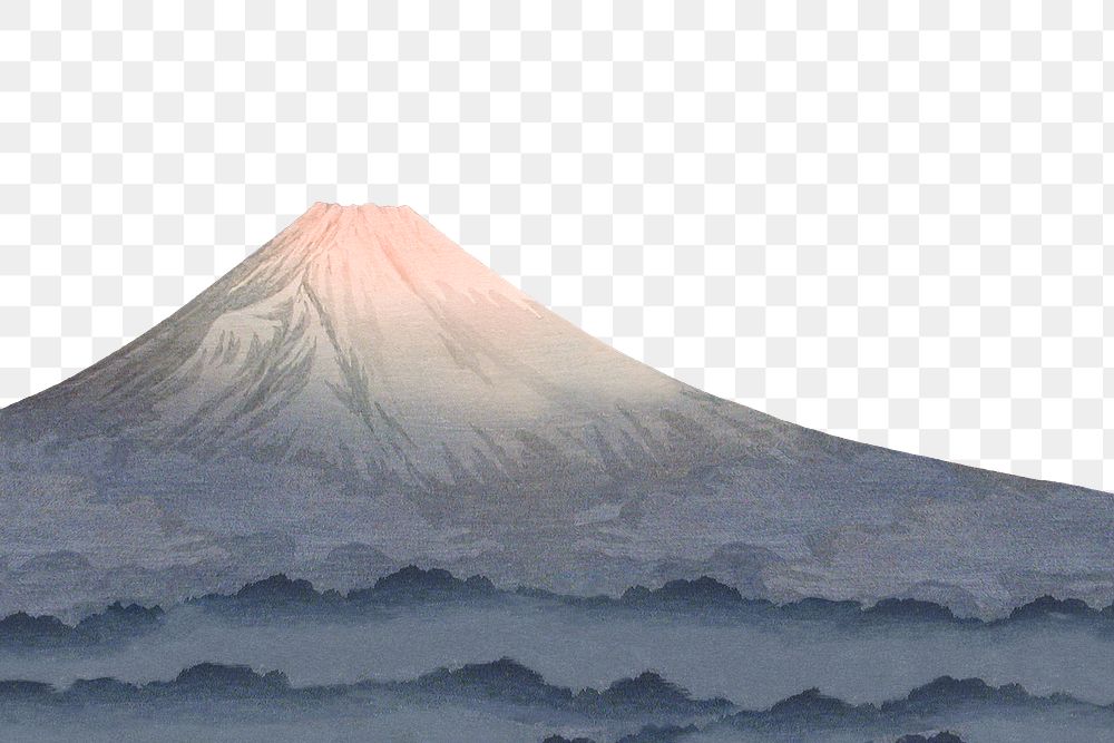 Mount Fuji png border sticker by Hiroaki Takahashi, transparent background. Remastered by rawpixel.