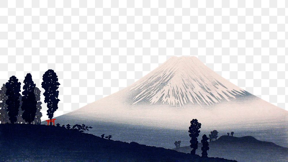 Hiroaki's Mount Fuji png border, transparent background, remixed by rawpixel