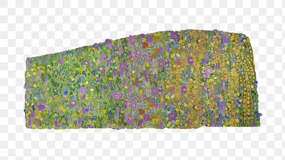 Gustav Klimt's flower png painting sticker, transparent background. Remastered by rawpixel.