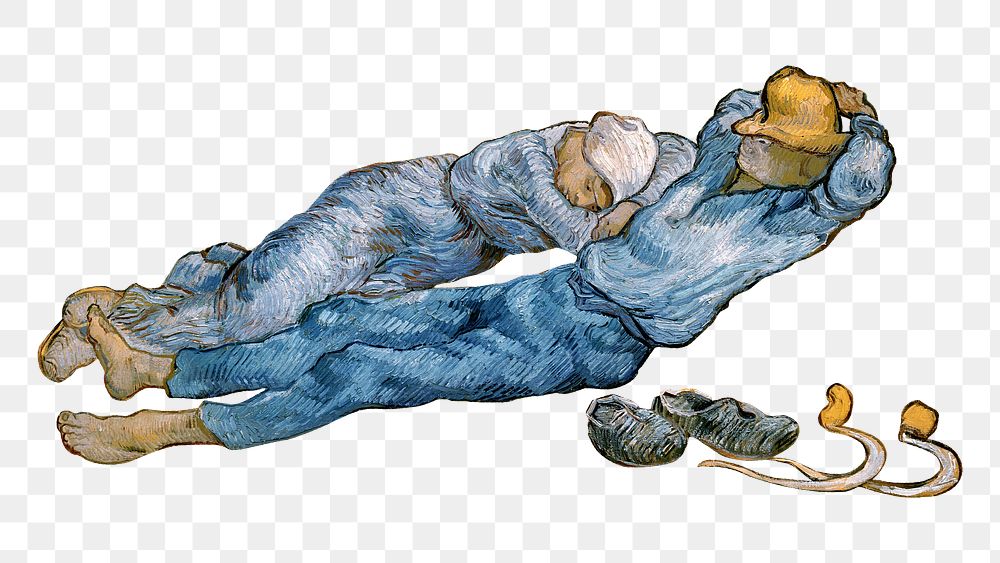 Famous painting png Van Gogh's The Siesta sticker, transparent background, remixed by rawpixel