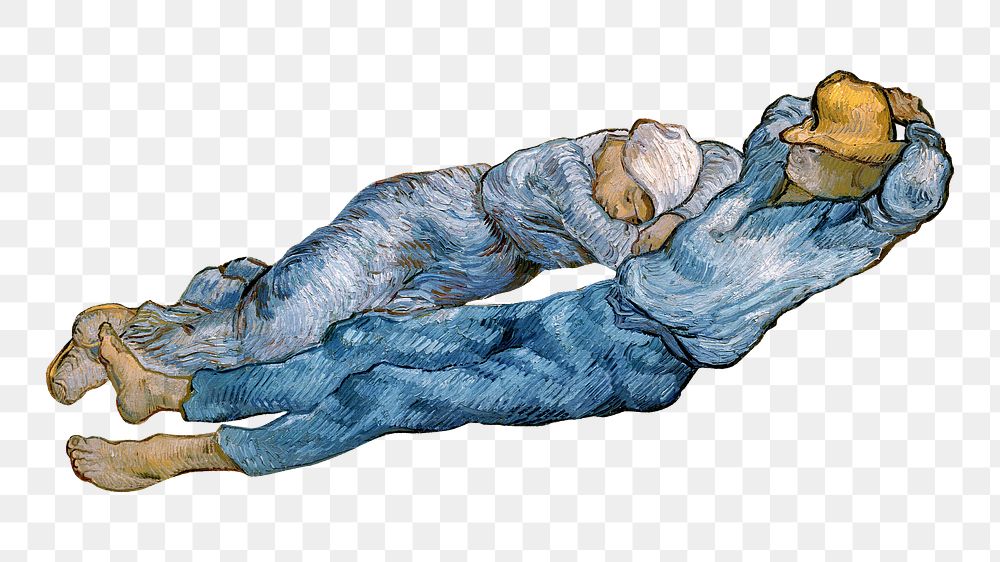 Famous painting png Van Gogh's The Siesta sticker, transparent background, remixed by rawpixel