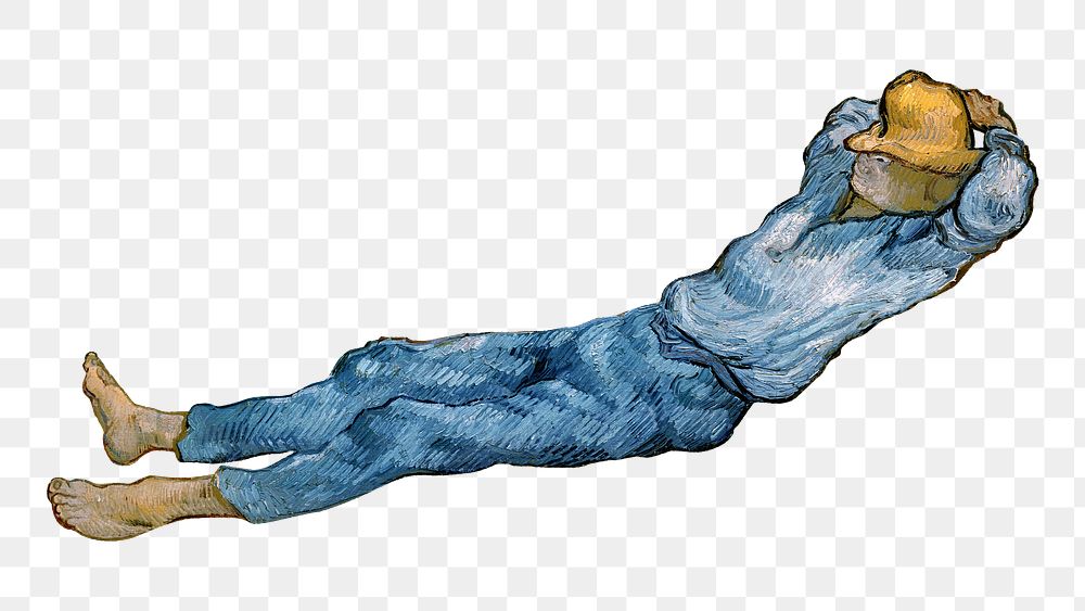 Famous painting png Van Gogh's The Siesta sticker, transparent background, remixed by rawpixel