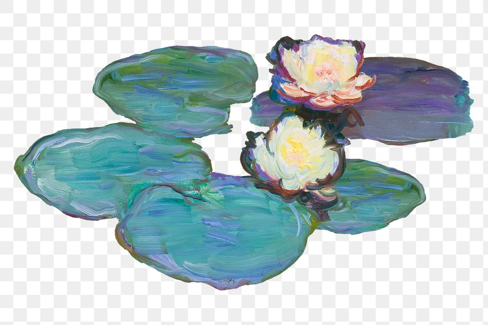 PNG Claude Monet's Nympheas artwork sticker, transparent background, remixed by rawpixel