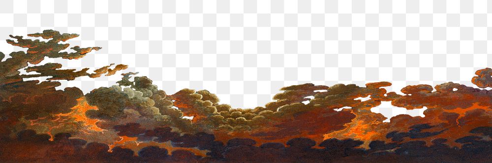 Vintage cloud border png After Karl Friedrich Schinkel's artwork sticker, transparent background, remixed by rawpixel