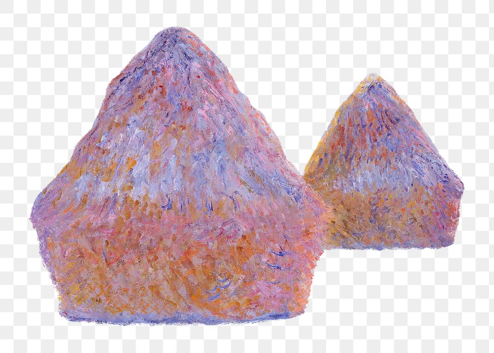 Monet's haystacks png sticker, transparent background. Famous art remixed by rawpixel.