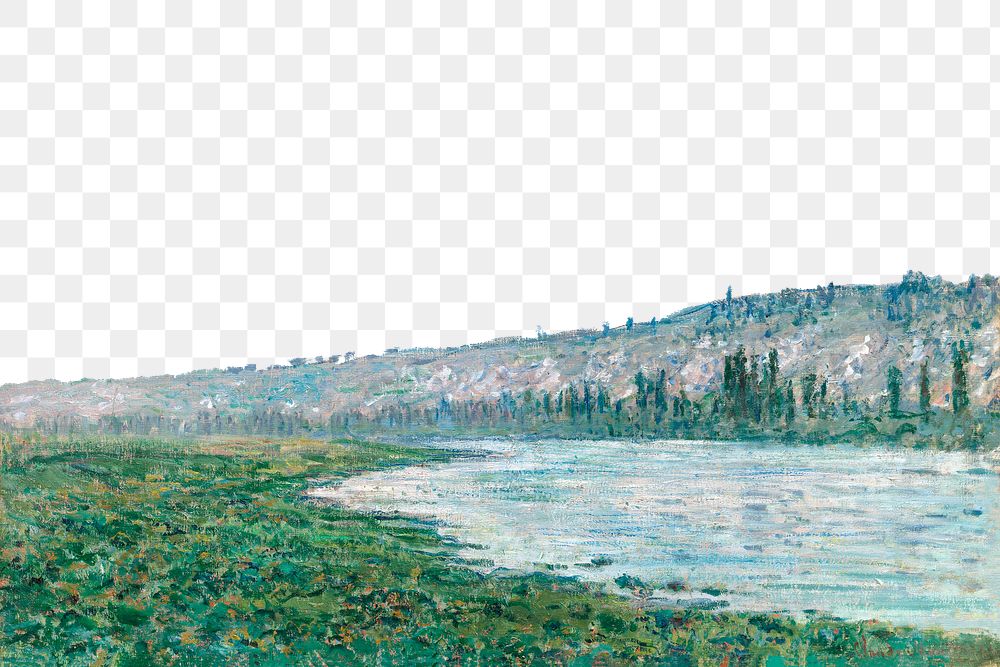 Monet's Seine png border sticker, transparent background. Famous art remixed by rawpixel.