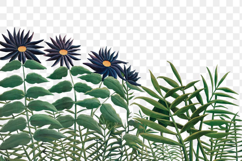 Henri Rousseau's botanical png border, transparent background, remixed by rawpixel