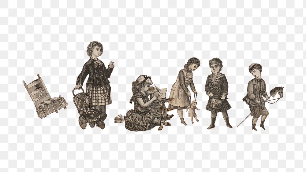 Victorian kids png sticker, transparent background. Remastered by rawpixel.