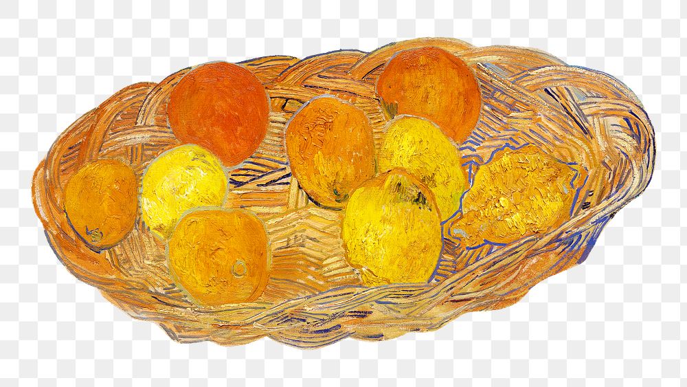 Van Gogh's png Still Life of Oranges and Lemons with Blue Gloves sticker, transparent background, remixed by rawpixel