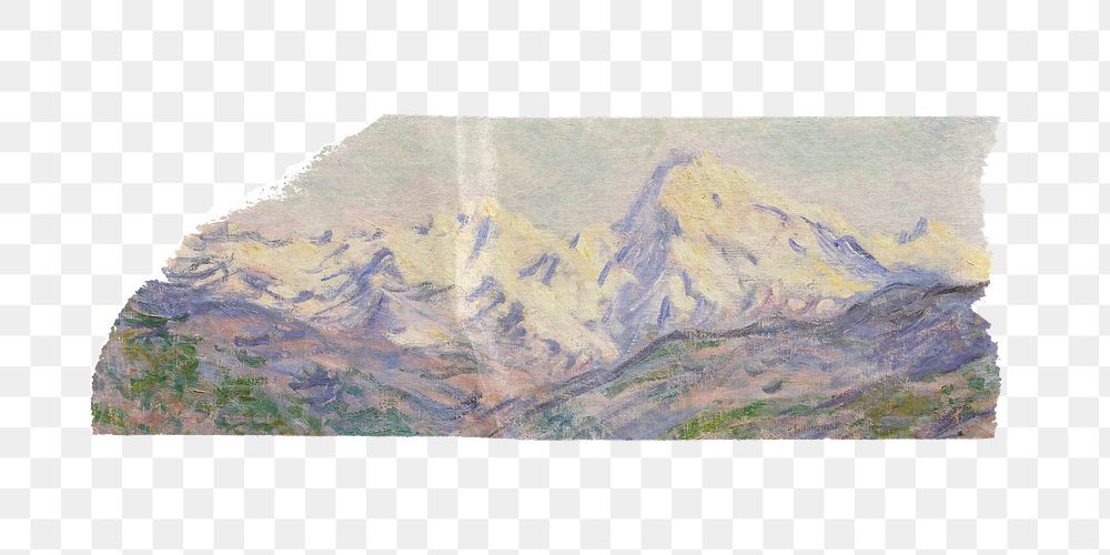 Valley of Nervia png washi tape sticker, transparent background. Claude Monet artwork, remixed by rawpixel.