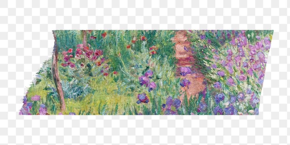 Monet's Giverny garden png washi tape sticker, transparent background. Famous art remixed by rawpixel.