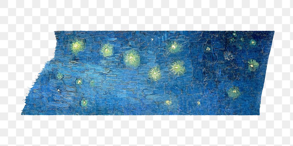 Artwork washi tape png Van Gogh's Starry Night Over the Rhone sticker, transparent background, remixed by rawpixel