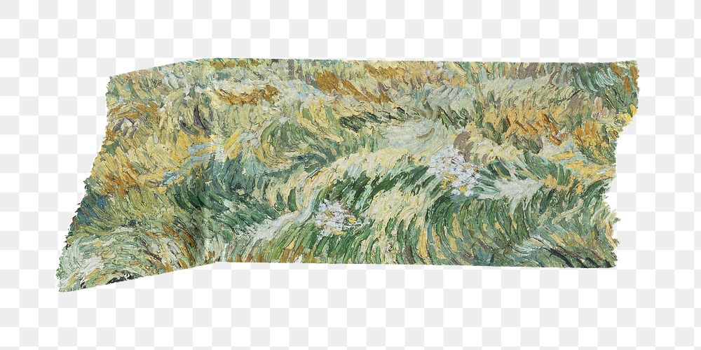 Artwork washi tape png Van Gogh's Landscape from Saint-Rémy sticker, transparent background, remixed by rawpixel