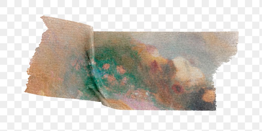 Ophelia flower png washi tape sticker, Odilon Redon's vintage illustration on transparent background, remixed by rawpixel