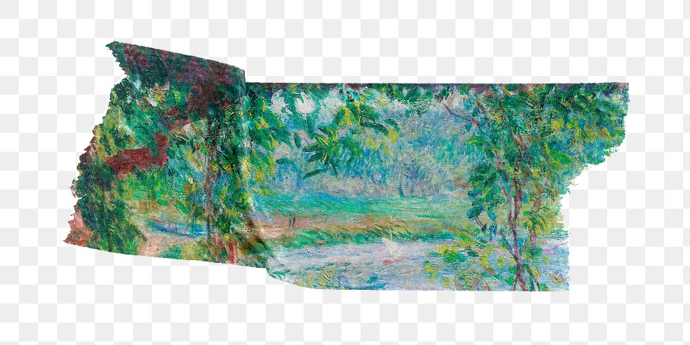 Near the Lake png washi tape sticker, Pierre-Auguste Renoir's artwork, transparent background, remixed by rawpixel