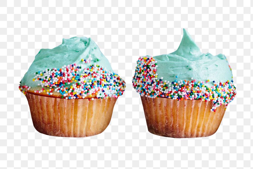 Blue frosting cupcakes png sticker, transparent background