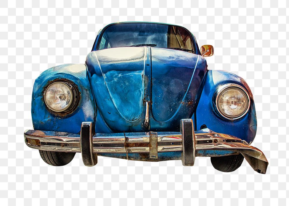 Blue classic car png sticker, transparent background