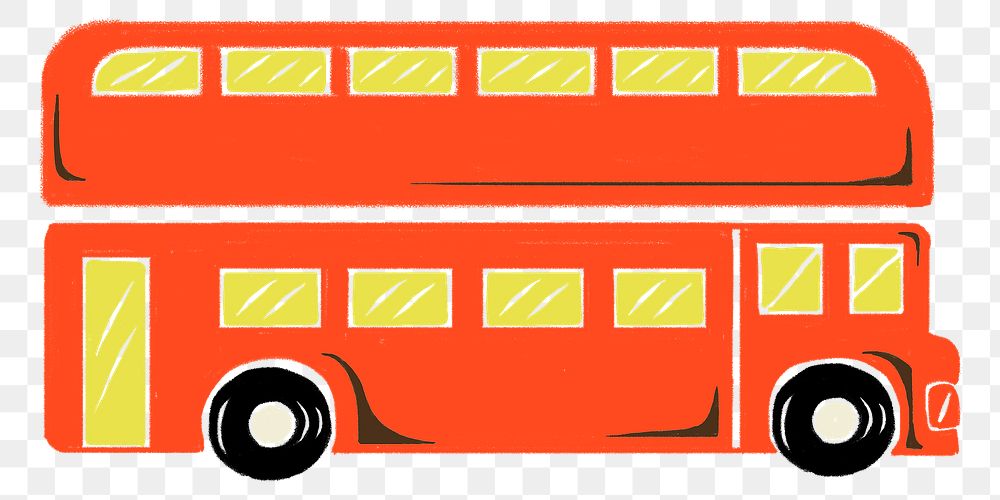 Double decker bus png sticker, transparent background