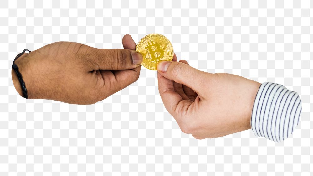 Exchanging bitcoin png sticker isolated image, transparent background
