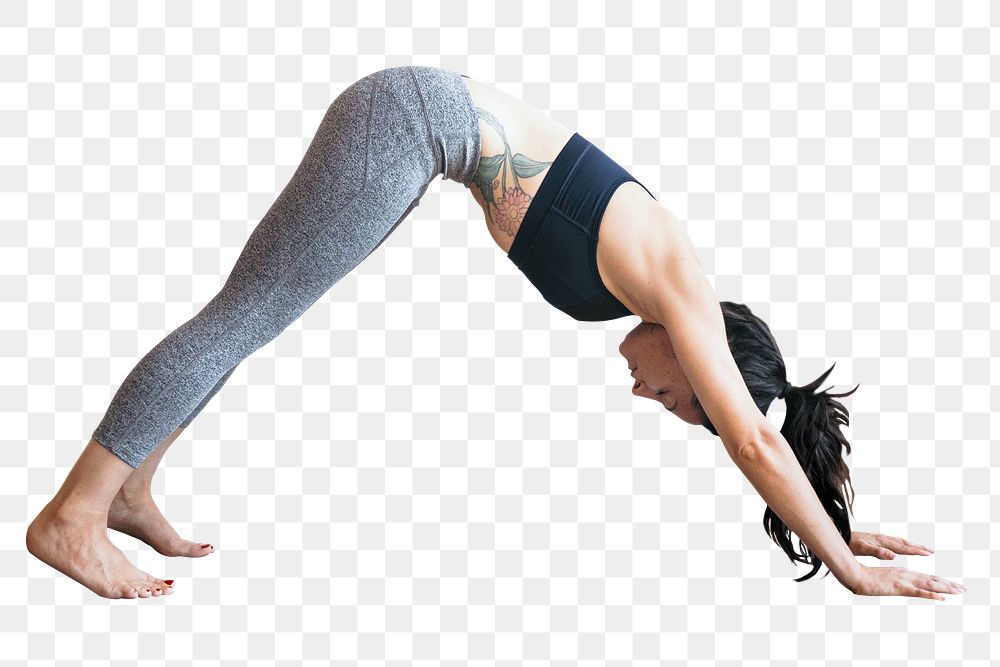 Woman stretching png sticker, transparent background
