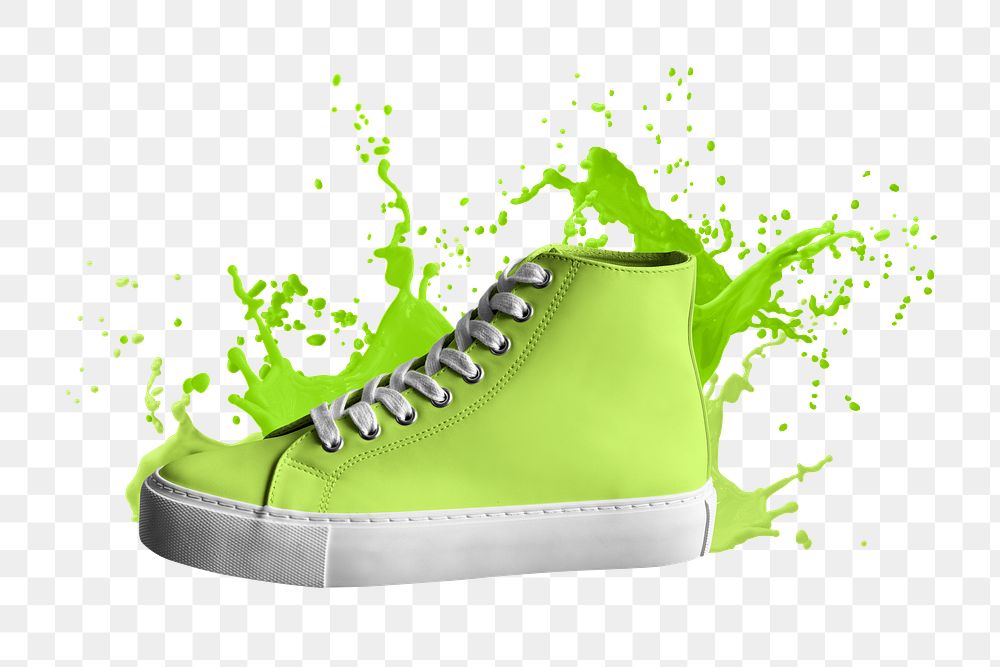 Green high top sneaker  png sticker, fashion transparent background