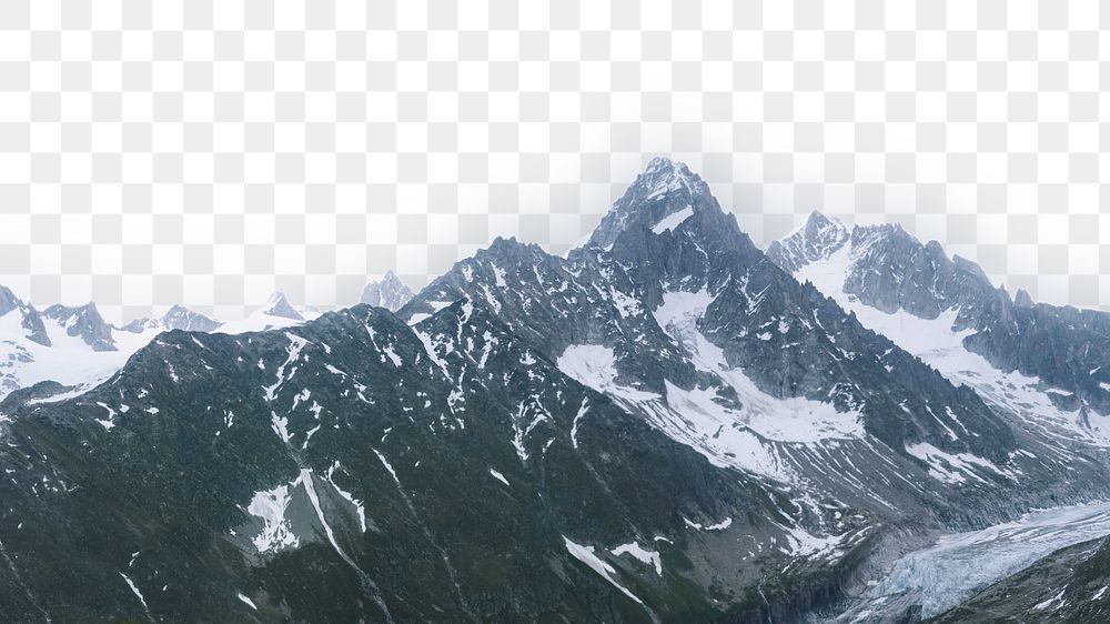 PNG snowy mountain landscape border, transparent background