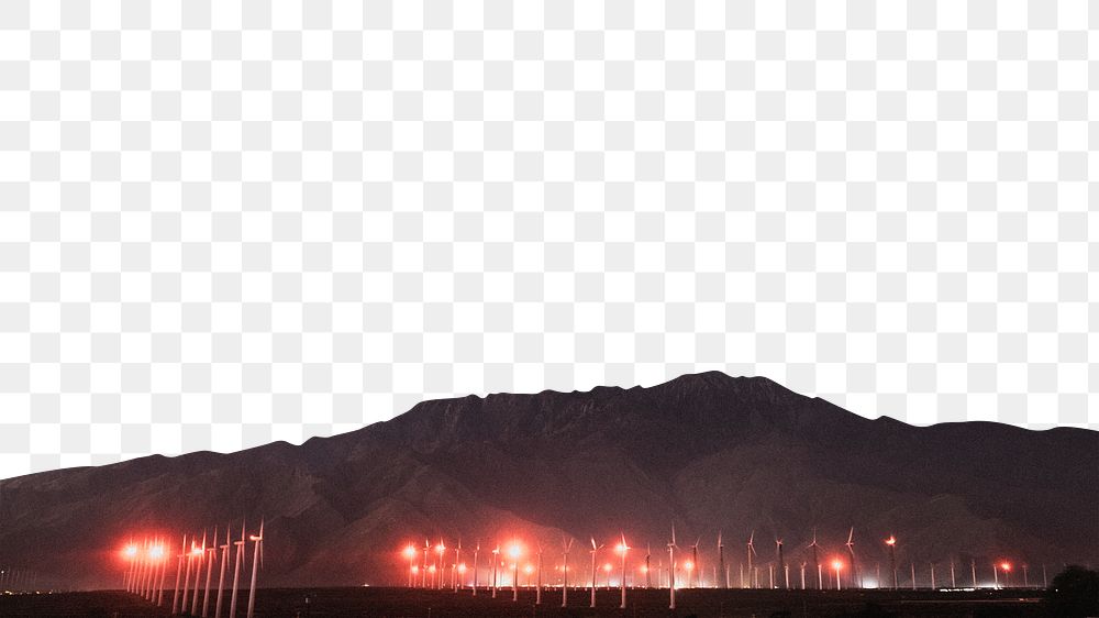 PNG wind power landscape border, transparent background