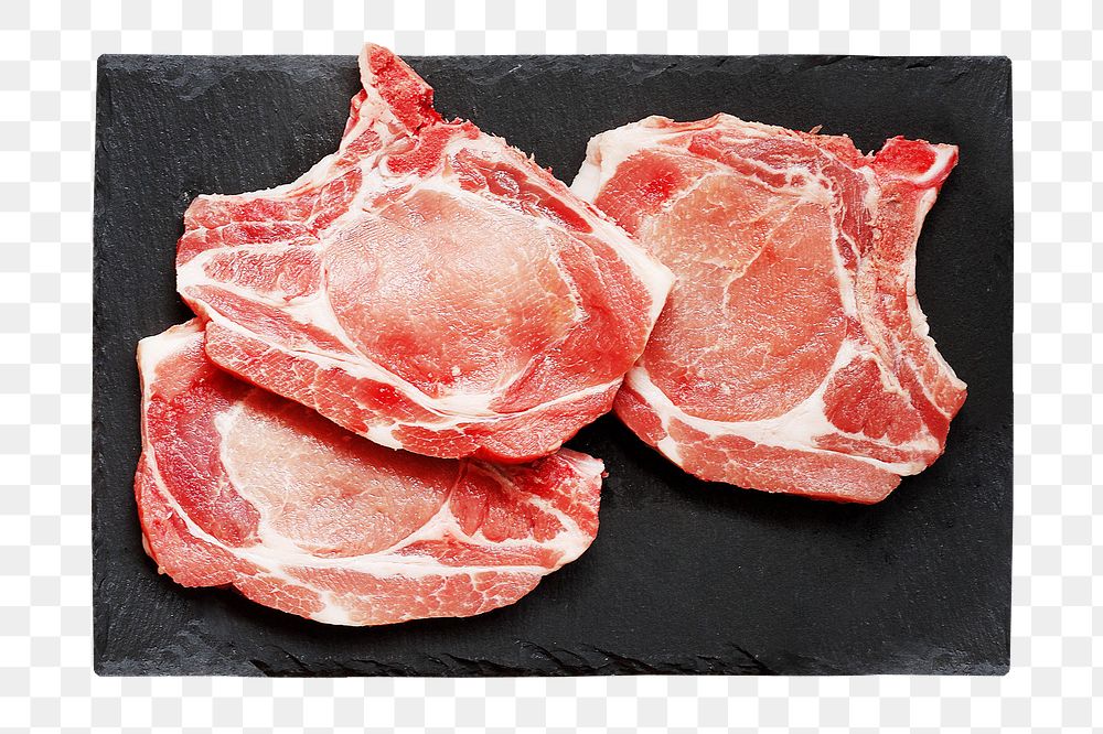 Pork chops png collage element on transparent background