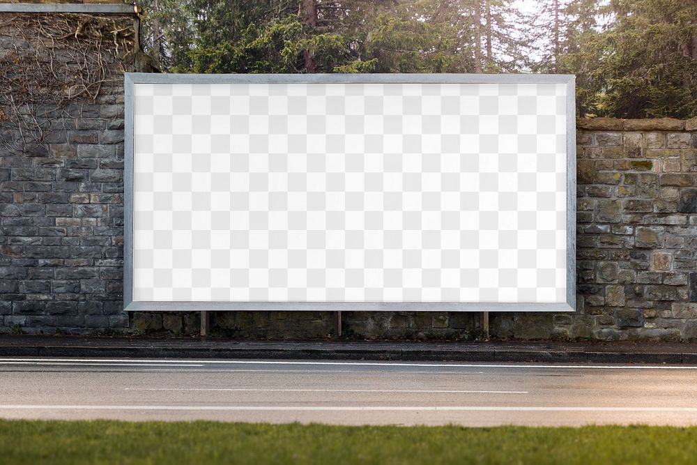 Roadside billboard png mockup, editable transparent design