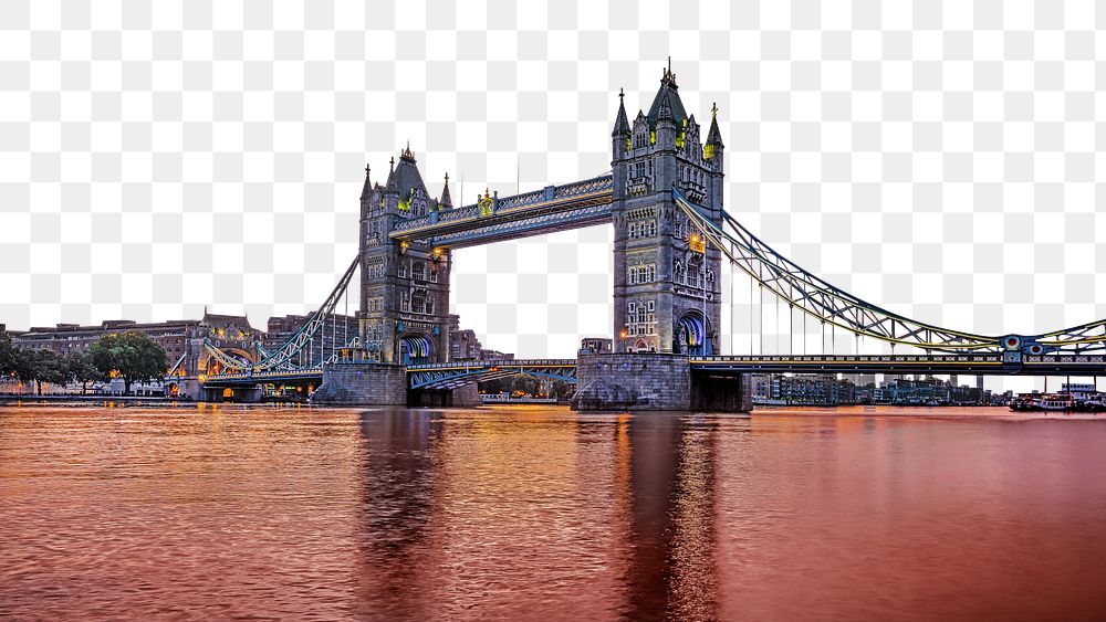 PNG Tower Bridge, London, England travel border, transparent background