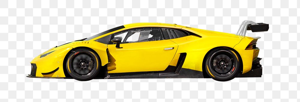 PNG yellow sports car collage element, transparent background