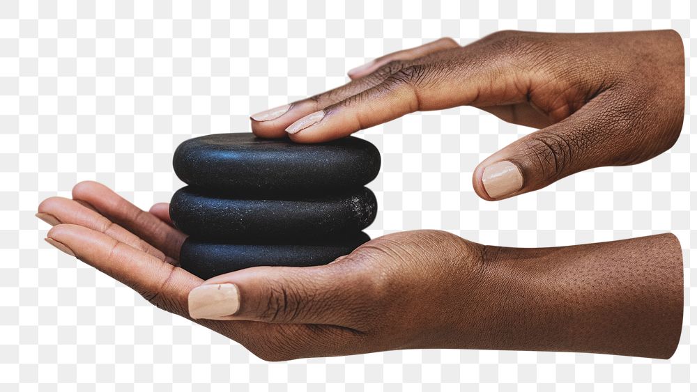 PNG Spa stones hands, wellness transparent background