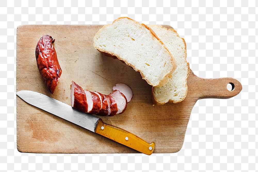 Bread & Sausage png collage element, transparent background