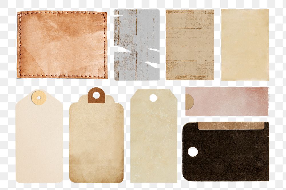 Aesthetic old paper card png collection, transparent background